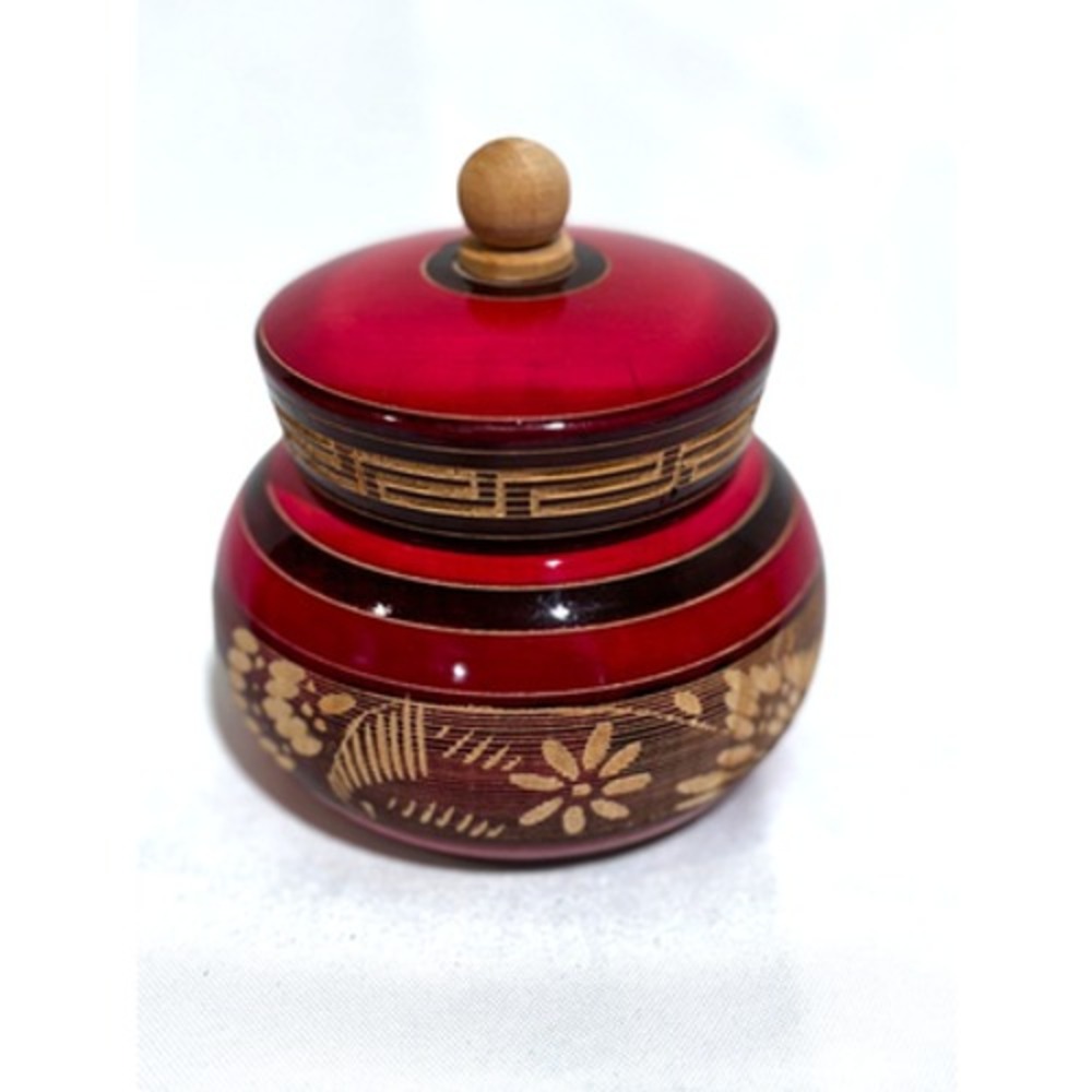 Cabo Carved Hispanic Aztec Tribal, HAND CRAFTED Spice Trinket Lidded Jar Pot